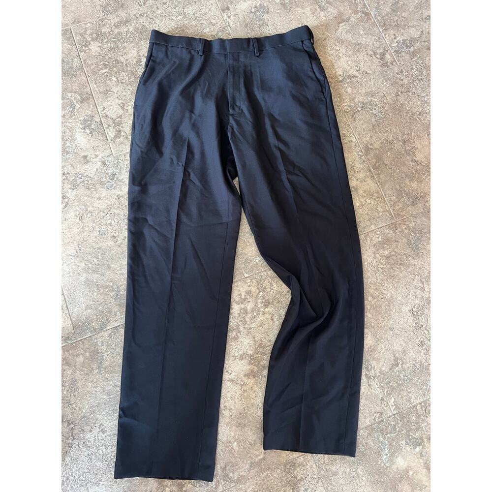Hager Premium Comfort Dress Pant, Black, Flat Front, Men's 34/32